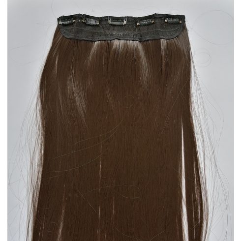 Gesztenyebarna egyenes 5 csatos 60cm hosszú szintetikus póthaj 100g