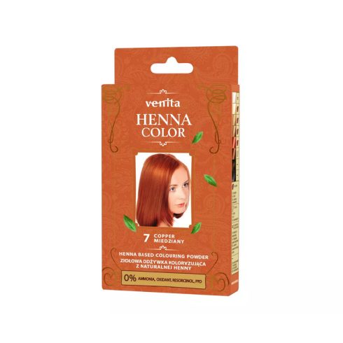 Henna alapú természetes hajszínező por 7 rézvörös 25g