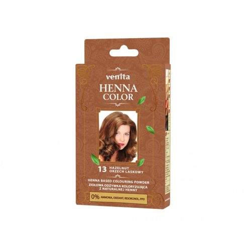 Henna alapú természetes hajszínező por 13 mogyoróbarna 25g