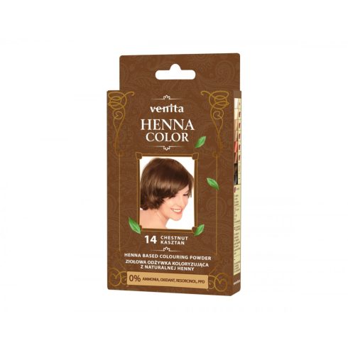Henna alapú természetes hajszínező por 14 gesztenye barna 25g