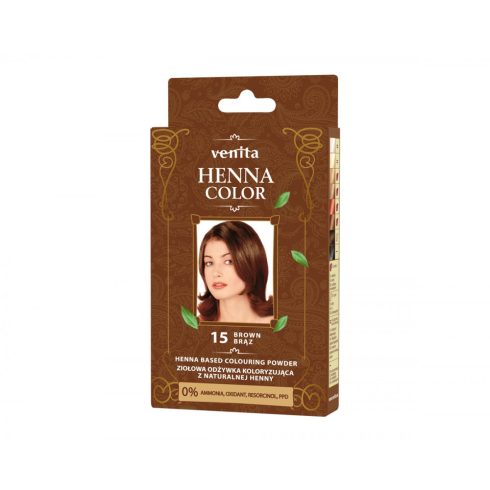 Henna alapú természetes hajszínező por 15 barna 25g