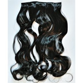   Fekete hullámos 5 csatos 60cm hosszú szintetikus póthaj 125g