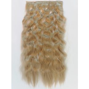   Természetes szőke hullámos 5 csatos 60cm hosszú szintetikus póthaj 100g