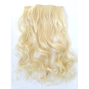   Platinaszőke hullámos 6 csatos 60cm hosszú szintetikus póthaj 120g