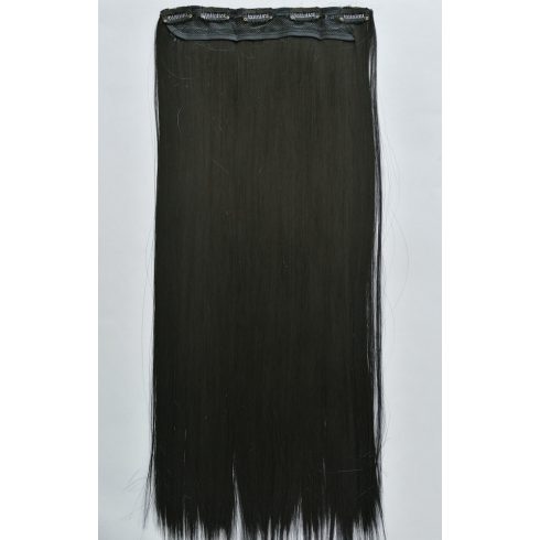 Fekete egyenes 5 csatos 60cm hosszú szintetikus póthaj 120g