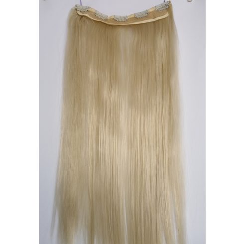 Jegesszőke egyenes 5 csatos 60cm hosszú szintetikus póthaj 120g