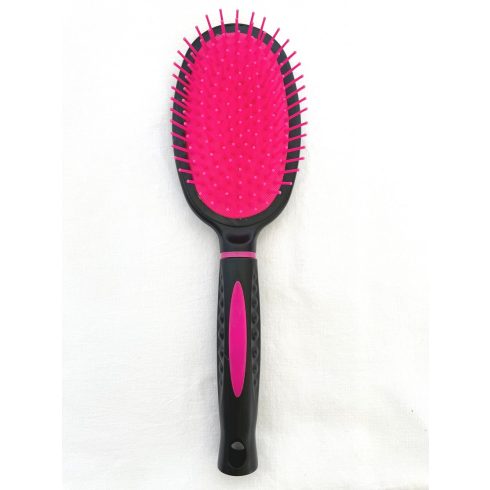 Nagyfejű hajkefe-bontókefe műanyag fogakkal pink-fekete színben